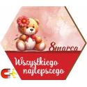 Magnes hexagon miś upominek prezent na Dzień Kobiet 8 marca