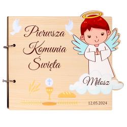 Drewniany album aniołek dla chłopca - prezent...