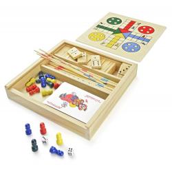 Drewniany Zestaw Gier 4w1 Chińczyk Domino...