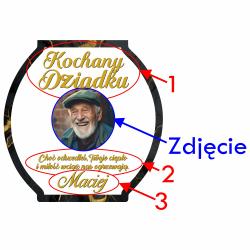 Ażurowy szklany znicz zdjęciem i dedykacją...