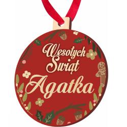 Bombka choinkowa drewniana z imieniem zawieszka...