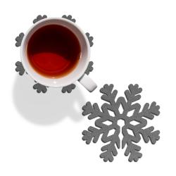 Zestaw stojak na podstawki pod kubek śnieżynki...