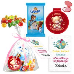 Gotowy prezent zestaw lusterko batonik cukierki...