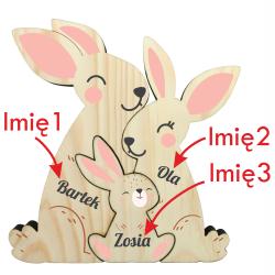 Drewniane zające z imionami personalizowane...