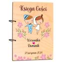 Personalizowana drewniana księga gości z imionami i datą