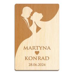 Drewniana kartka ślubna z personalizacją –...