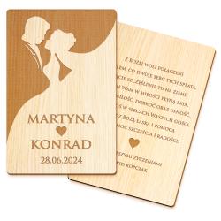 Drewniana kartka ślubna z personalizacją –...
