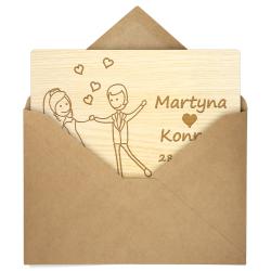 Drewniana kartka ślubna z personalizacją –...