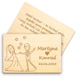 Drewniana kartka ślubna z personalizacją –...