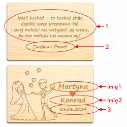 Drewniana kartka ślubna z personalizacją –...
