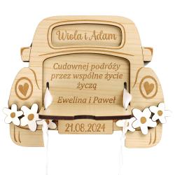 Drewniana kartka ślubna 3D z personalizacją –...