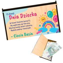 Personalizowane drewniane pudełko na pieniądze...