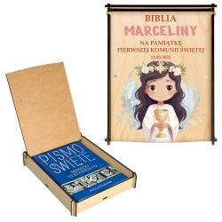 Biblia w pudełku na Pierwszą Komunię Świętą z...