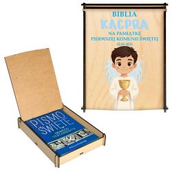 Biblia w pudełku na Pierwszą Komunię Świętą z...