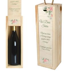 Elegancka drewniana skrzynka na wino z datą i...