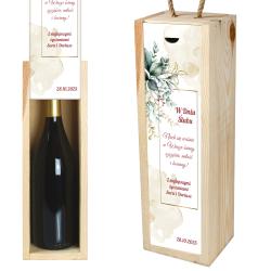 Elegancka drewniana skrzynka na wino z datą i...