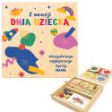 Zestaw gier 4w1 na Dzień Dziecka z nadrukiem drewniane gry rodzinne prezent dla dzieci