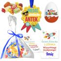Zestaw prezentowy na Dzień Dziecka medal z imieniem Kinder cukierki upominek dla dzieci