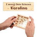 Drewniana gra labirynt personalizowana z imieniem prezent dla dziecka gra zręcznościowa edukacyjna dla dzieci przedszkole szkoła