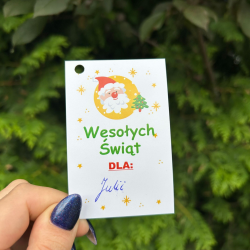 Bilecik świąteczny do prezentu z miejscem na imię