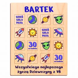 Gra memory drewniana z imieniem prezent na...