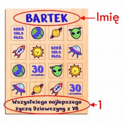 Gra memory drewniana z imieniem prezent na...