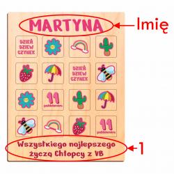 Gra memory drewniana z imieniem prezent na...