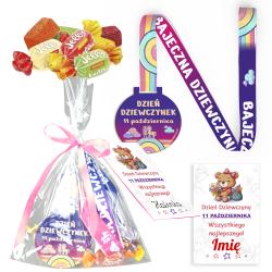 Gotowy prezent zestaw medal na smyczy cukierki...