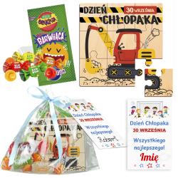 Gotowy prezent zestaw puzzle oranżada cukierki...