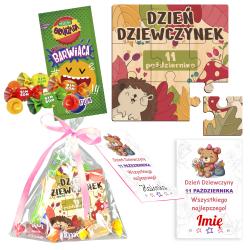 Gotowy prezent zestaw puzzle oranżada cukierki...