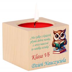 Drewniany świecznik Nauczyciela upominek okazji...