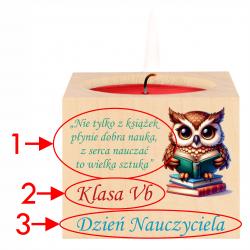 Drewniany świecznik Nauczyciela upominek okazji...