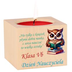 Drewniany świecznik Nauczyciela upominek okazji...