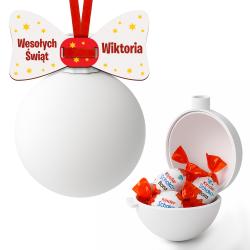 Biała bombka z imieniem pudełko na słodycze...