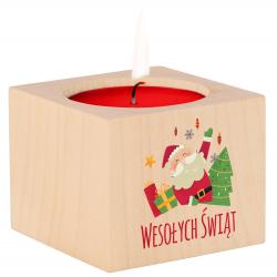 Drewniany świecznik świąteczny z Mikołajem...