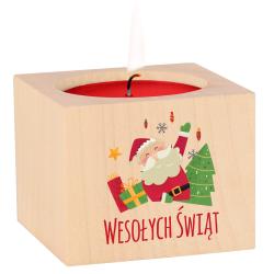 Drewniany świecznik świąteczny z Mikołajem...