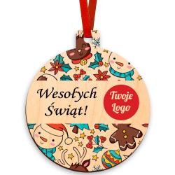 Bombka firmowa z logo drewniana zawieszka...