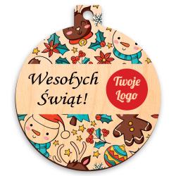 Bombka firmowa z logo drewniana zawieszka...