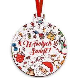 Bombka świąteczna drewniana z nadrukiem...