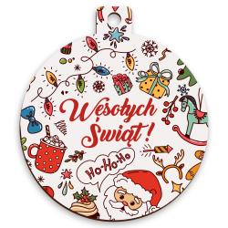 Bombka świąteczna drewniana z nadrukiem...