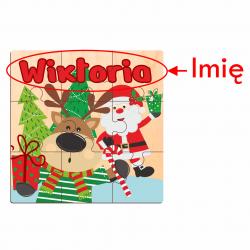 Puzzle mini z imieniem Mikołaj i renifer...