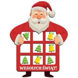 Świąteczna gra Kółko i Krzyżyk Mikołaj Wesołych...