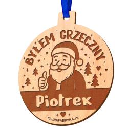 Drewniany medal świąteczny Byłem grzeczny z...