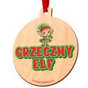 Medal świąteczny Grzeczny Elf dla dzieci z Mikołajem