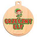 Drewniany medal świąteczny Grzeczny Elf dla dzieci prezent na Mikołajki i Boże Narodzenie