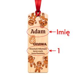 Drewniana zakładka z imieniem na Mikołajki –...