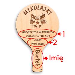 Drewniana paletka z piłką z imieniem na Mikołajki