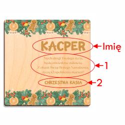 Drewniany bon świąteczny z imieniem i motywem...
