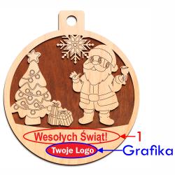 Bombka świąteczna Mikołaj z logo firmy na Boże...