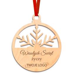 Ażurowa bombka świąteczna śnieżka z logo firmy...